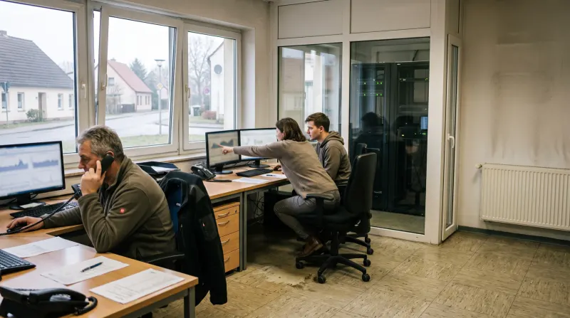 Illustratives Bild: Büro und Serverraum eines Hosting-Anbieters.